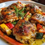 Maple Glazed Herb Chicken Thighs with Roasted Vegetables – Sweet, Savory & Perfectly Roasted!