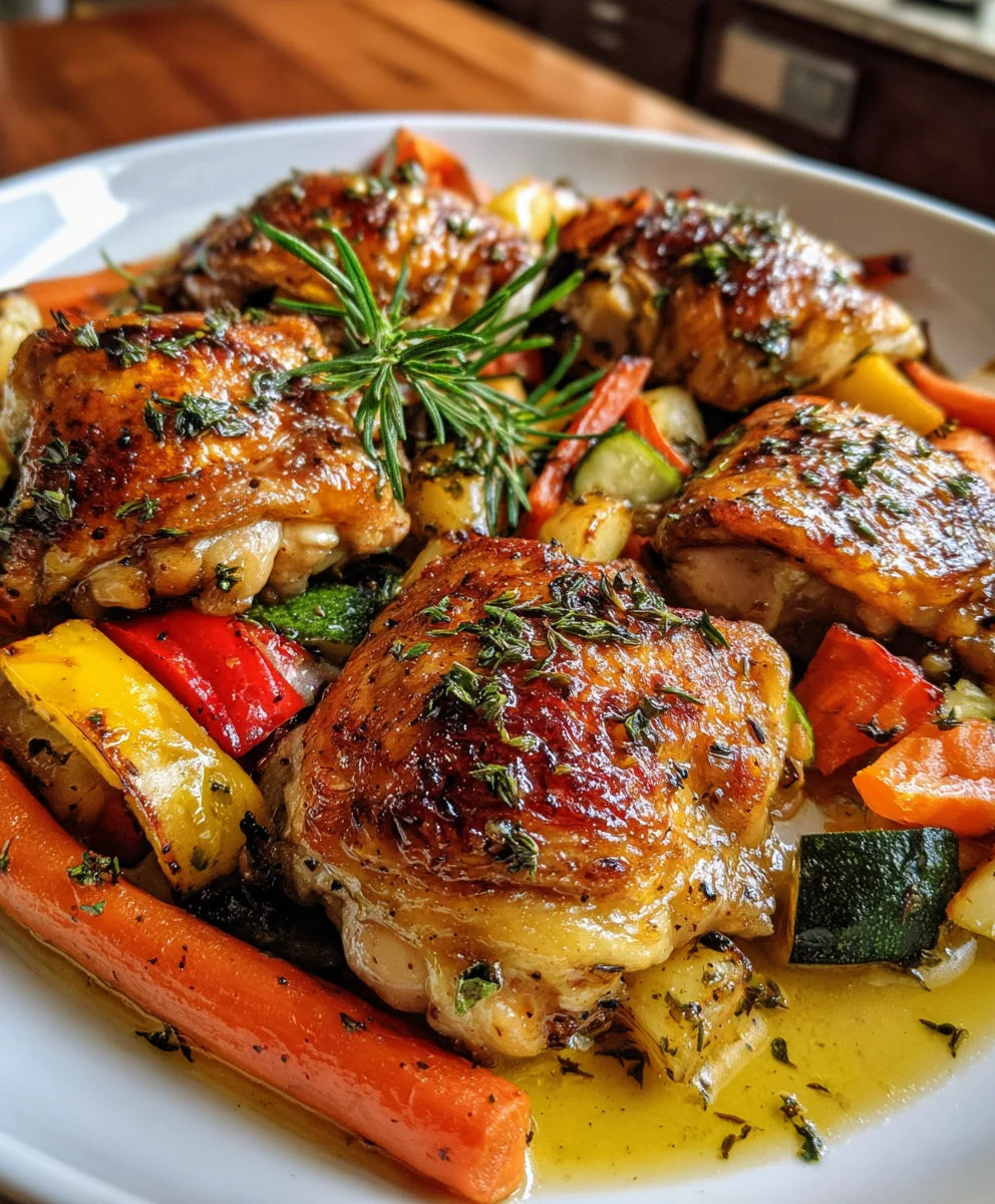 Maple Glazed Herb Chicken Thighs with Roasted Vegetables – Sweet, Savory & Perfectly Roasted!