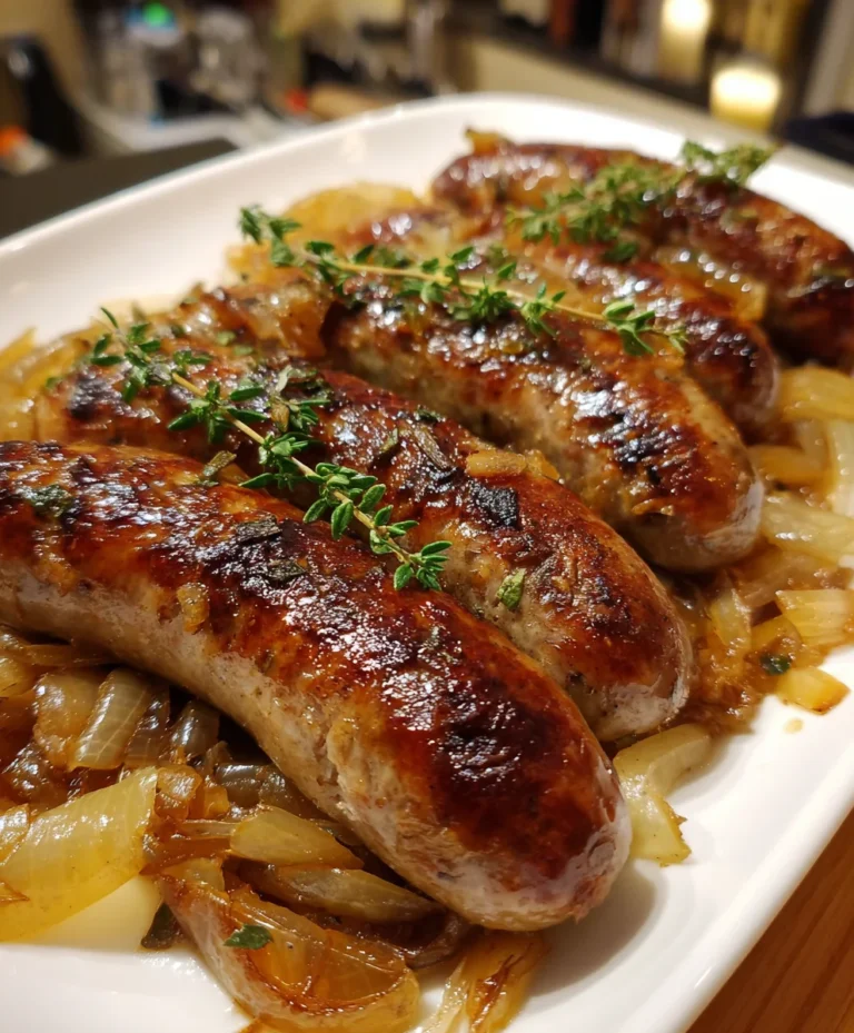 Oven Braised Beer Brats with Caramelized Onions – Juicy, Savory & Comfort-Loaded!
