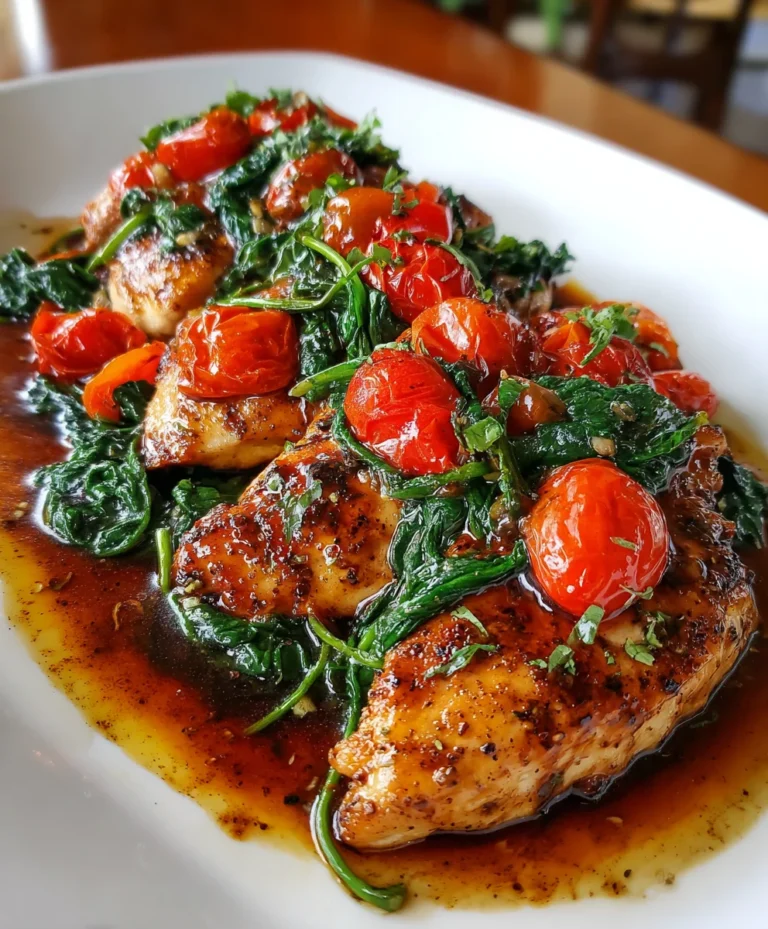 Balsamic Chicken Breast with Spinach and Tomatoes – Juicy, Savory & Bursting with Bold Flavor!