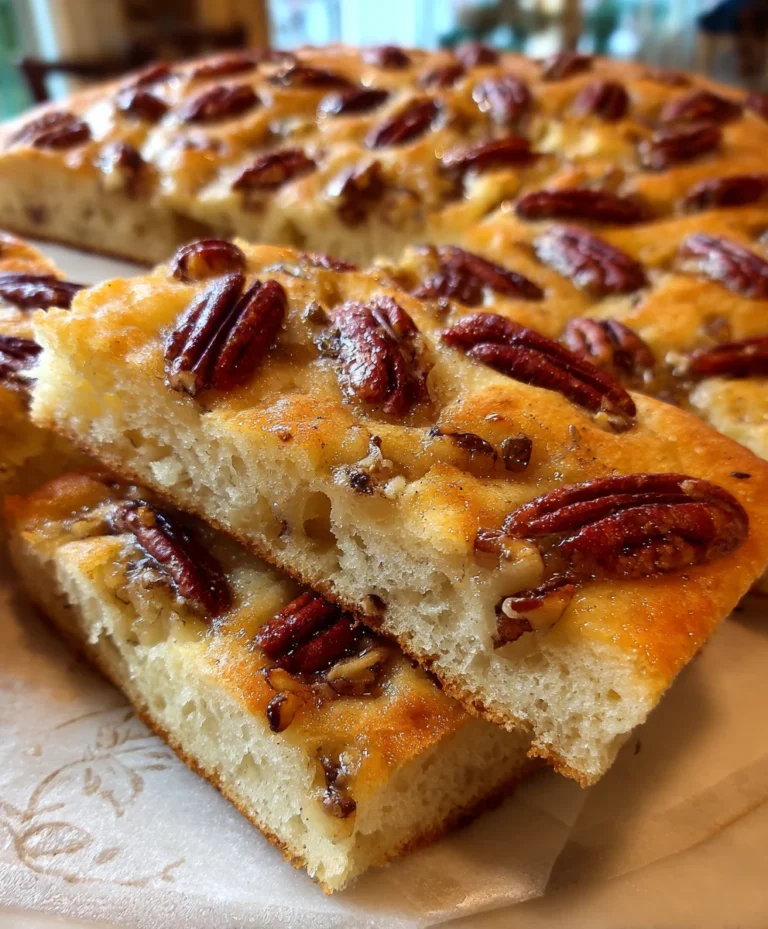 Sticky Pecan Focaccia Bread – Sweet, Gooey & Irresistibly Buttery!