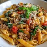One-Pot Pasta with Ground Turkey & Spinach – Hearty, Wholesome & Weeknight-Perfect!