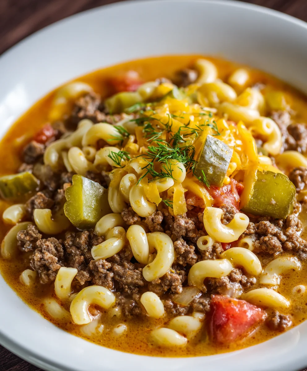 Cheeseburger Macaroni Soup – Hearty, Cheesy & Comfort-Food Heaven!