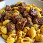Cajun Steak Bites and Cheesy Garlic Shells Skillet – Bold, Cheesy & Skillet-Perfect!
