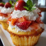 Bourbon Strawberry Angel Food Cupcakes – Light, Boozy & Berry-Infused Bliss!