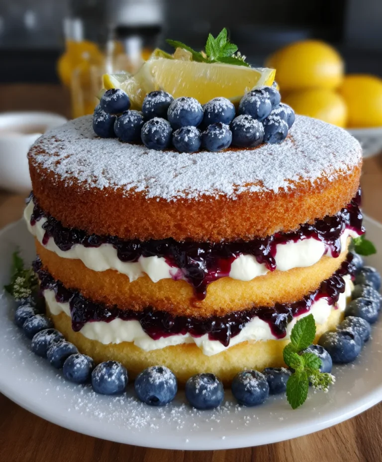 Lemon Blueberry Layer Cake – Bright, Moist & Bursting with Fresh Flavor!