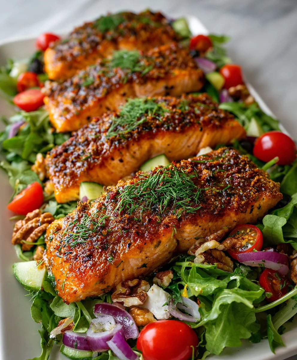Herb-Crusted Salmon Salad – Fresh, Flavorful & Perfectly Balanced!