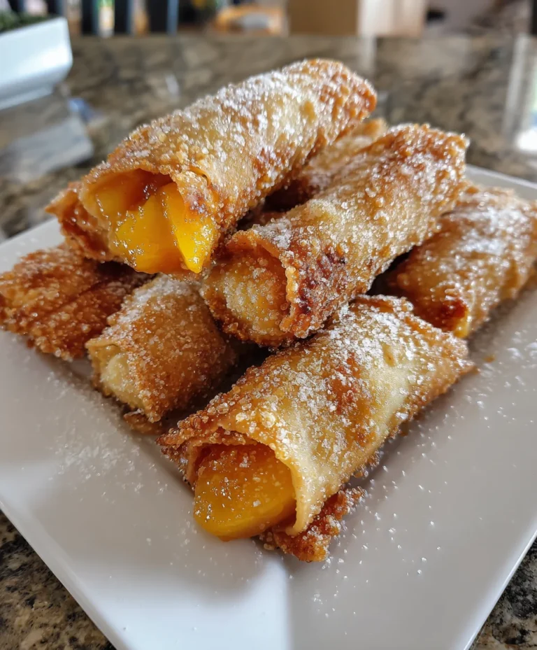 Crispy Peach Cobbler Egg Rolls – Golden, Sweet & Irresistibly Crunchy!