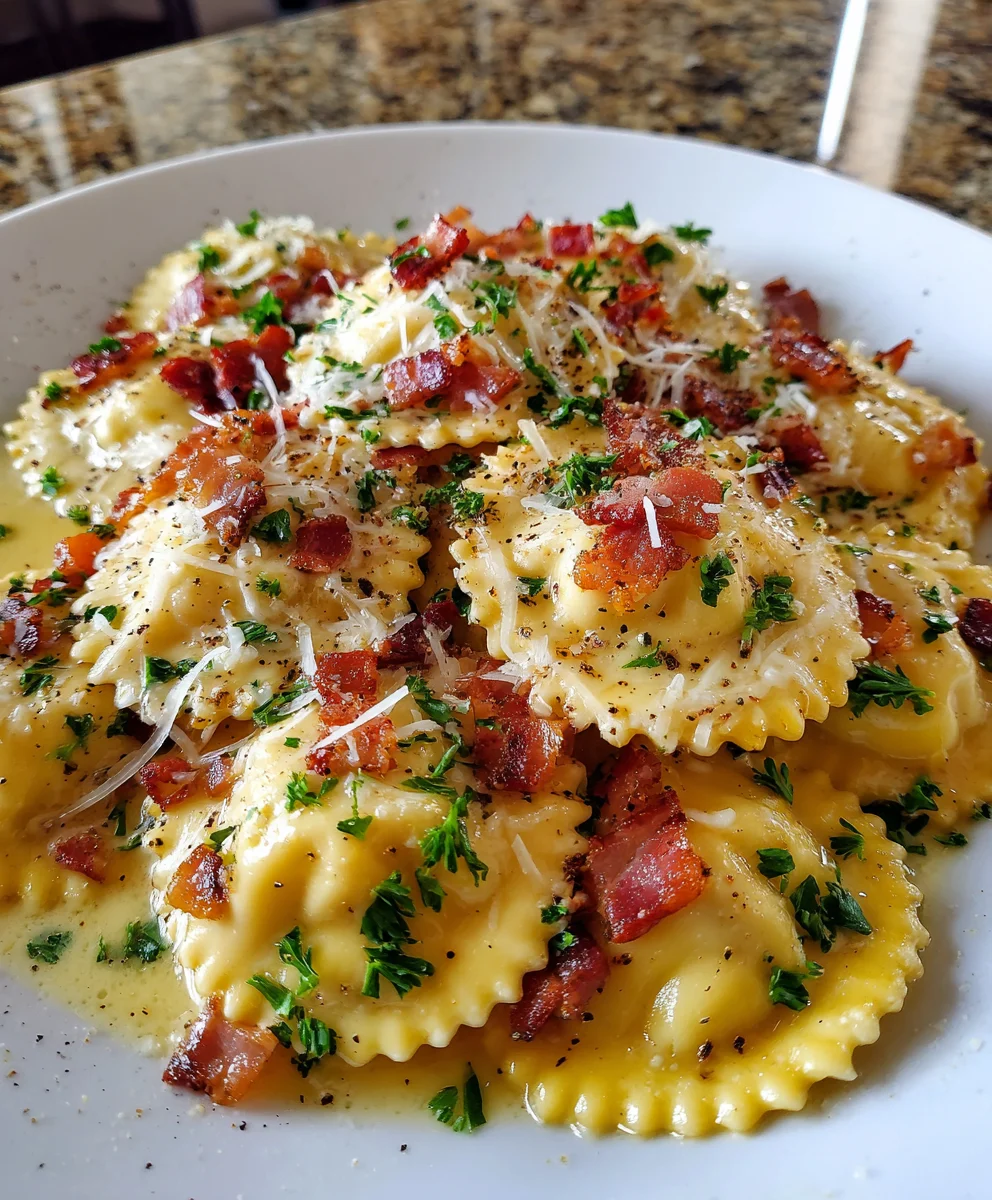 Olive Garden-Inspired Ravioli Carbonara – Creamy, Savory & Restaurant-Worthy Comfort