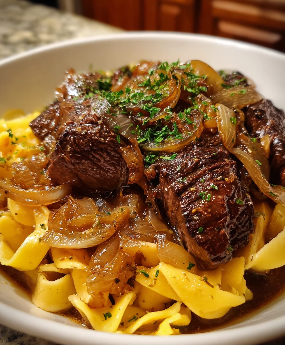 Crockpot French Onion Pot Roast Pasta – Rich, Savory & Ultimate Comfort Food!