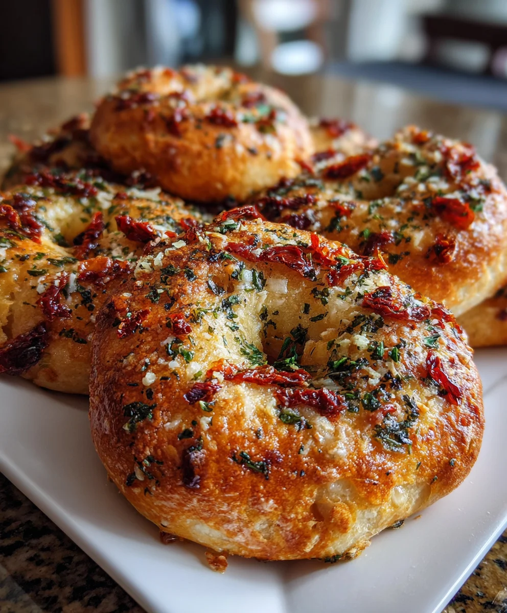 Sourdough Sun-Dried Tomato Bagels with Herbs & Cheese – Chewy, Savory & Bakery-Perfect!