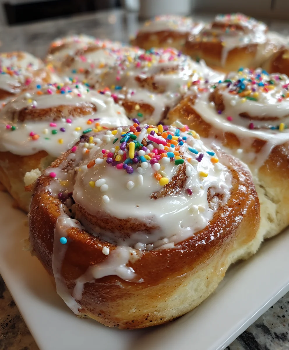 Birthday Cake Cinnamon Rolls – Funfetti-Filled, Gooey & Celebration-Ready