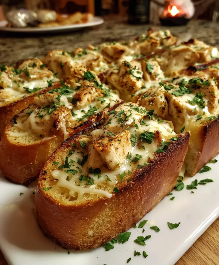 Chicken Alfredo Garlic Bread – Cheesy, Creamy & Loaded with Irresistible Flavor!