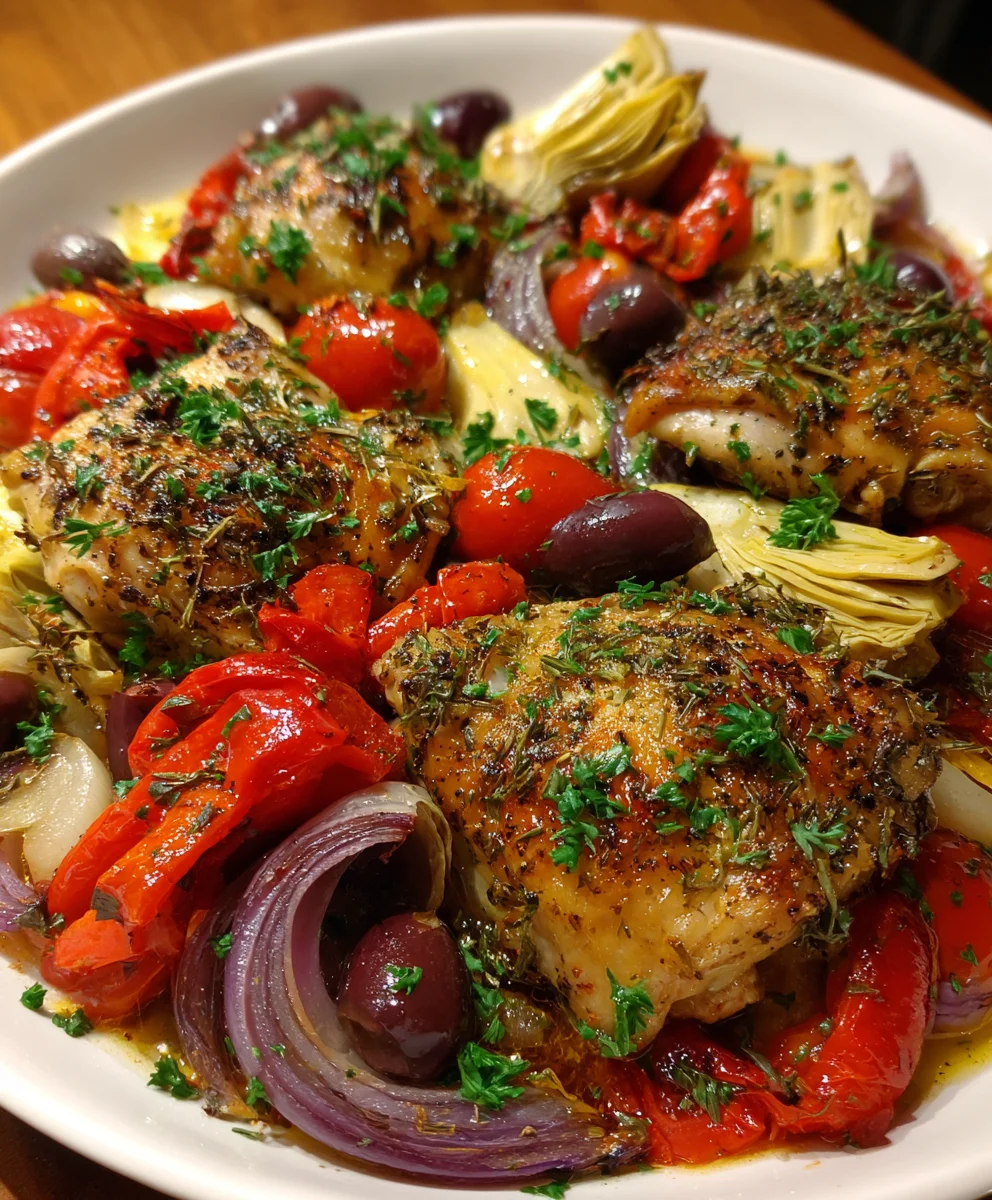 One-Pan Mediterranean Chicken with Olives & Artichokes – Bold, Juicy & Bursting with Fresh Flavor