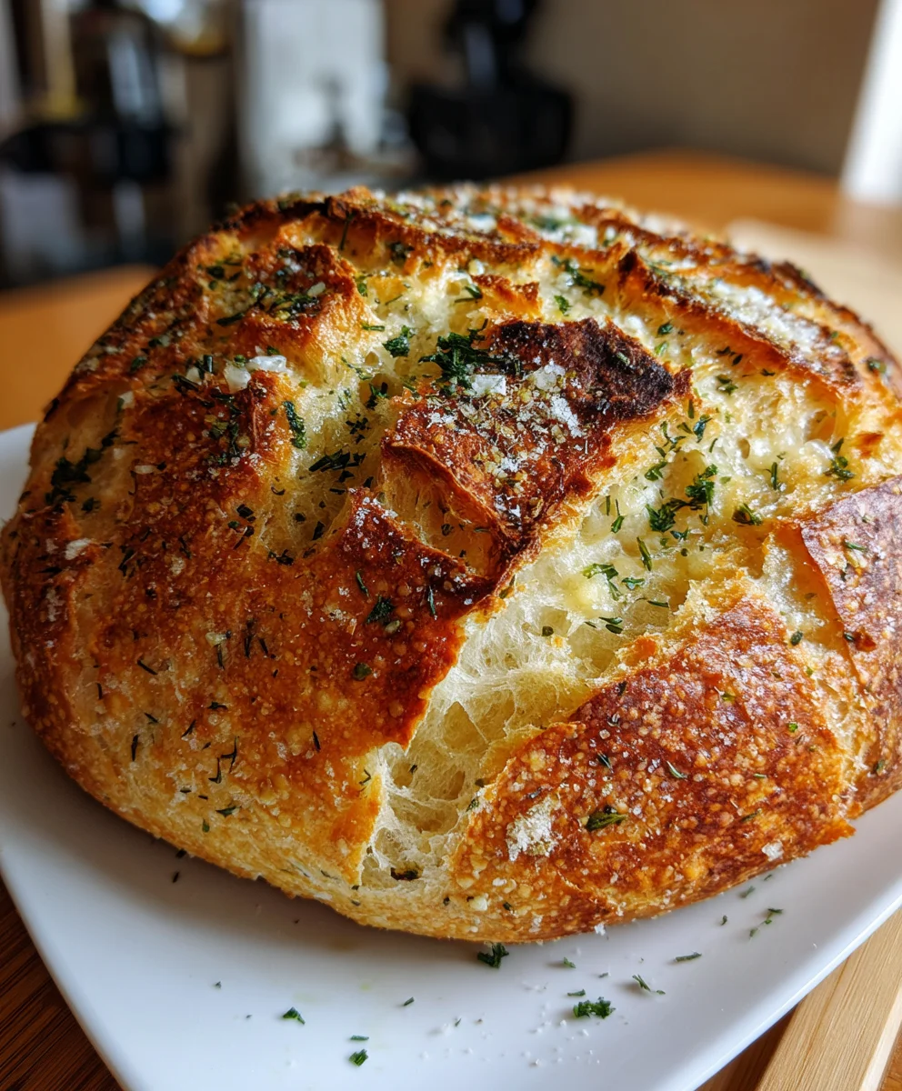 No-Knead Dill Gouda Artisan Bread – Cheesy, Herby & Beautifully Rustic