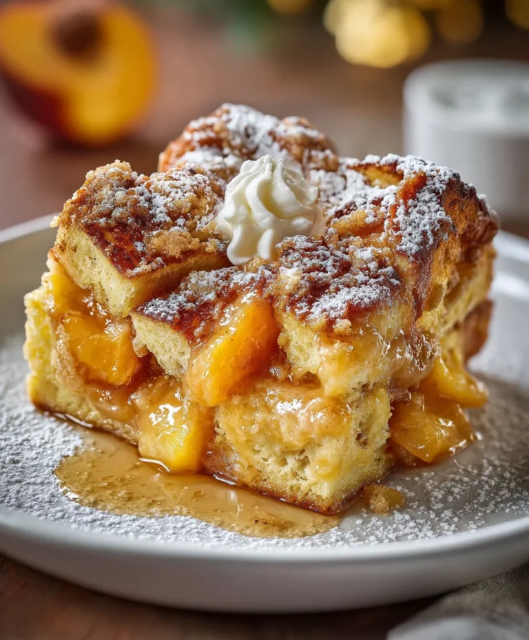 Peach Cobbler French Toast Bake – Sweet, Buttery & Irresistibly Cozy