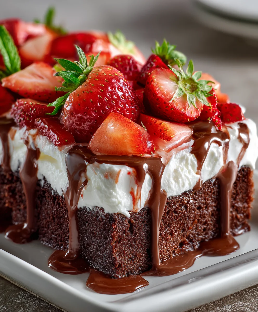 Chocolate Covered Strawberry Poke Cake – Rich, Romantic & Irresistibly Decadent