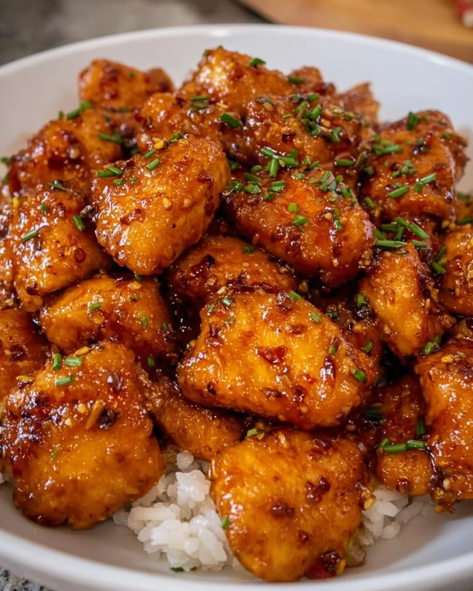 20 Minute Honey Garlic Chicken Bites served on a plate