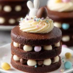 Adorable mini Easter layer cakes decorated with vibrant spring colors.