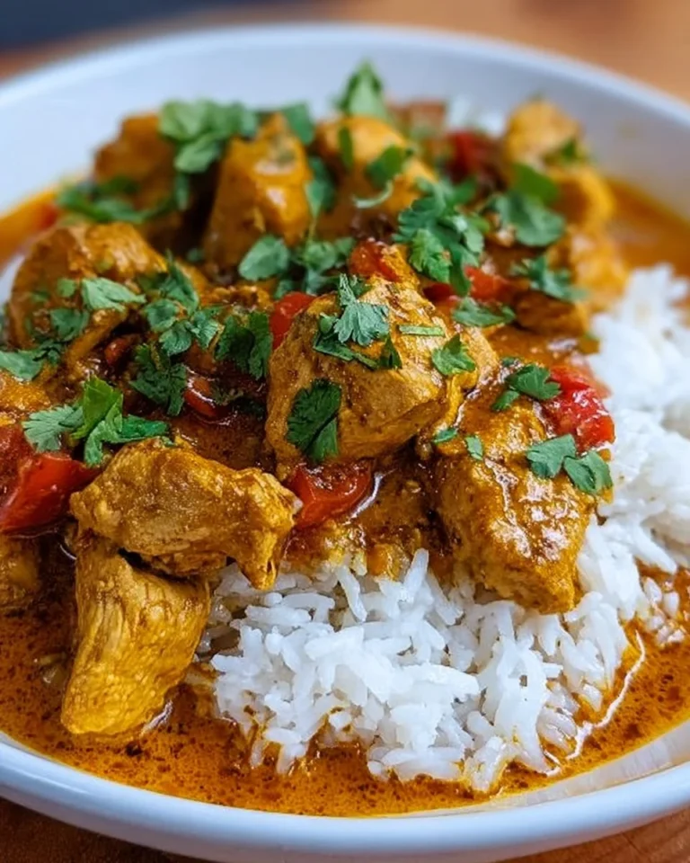 Aromatic chicken curry adorned with fragrant spices and herbs in a delicious sauce