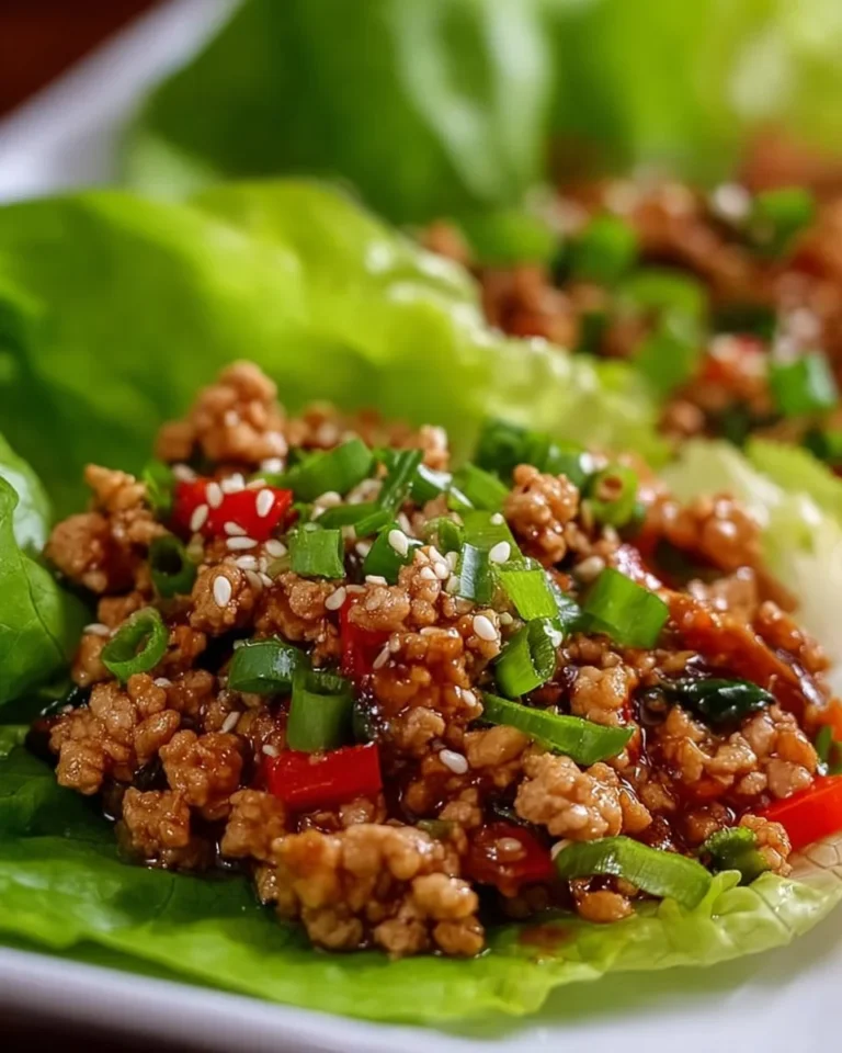 Asian turkey lettuce wraps served with fresh veggies and dipping sauce.