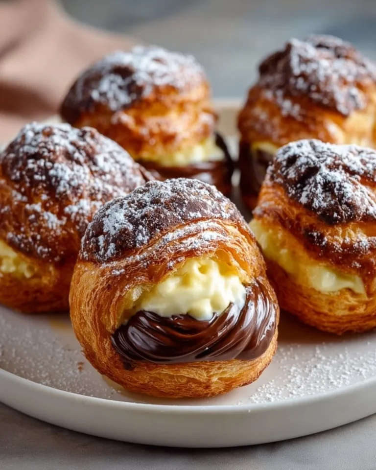 Delicious chocolate cruffins filled with rich chocolate custard