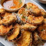 Crispy eggplant cutlet served with dipping sauce