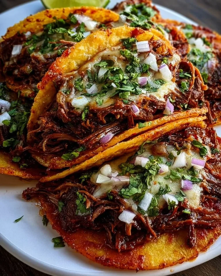 Crispy quesabirria tacos topped with fresh cilantro and onions