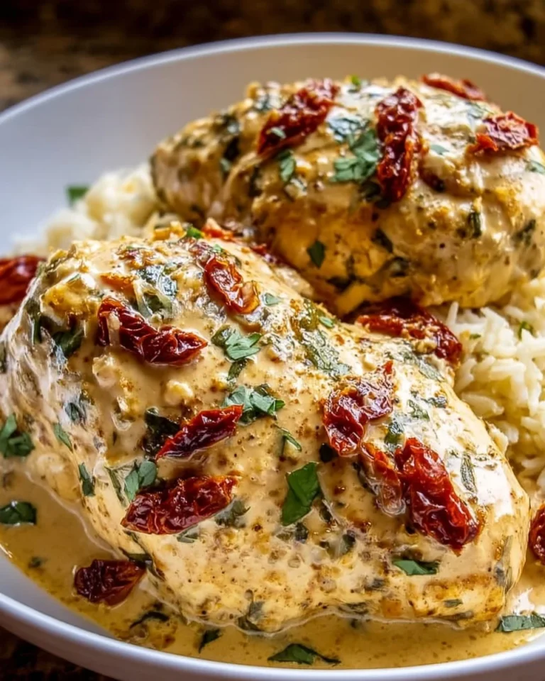 Crockpot Marry Me Chicken served with creamy sauce and herbs