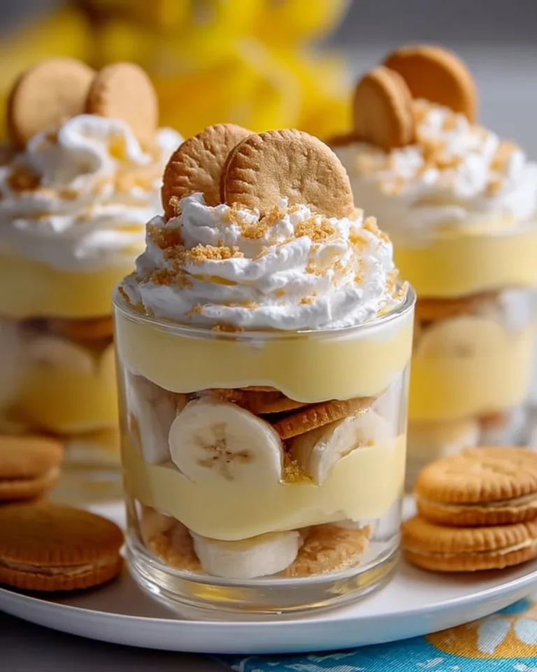 Easter Banana Pudding Cups topped with whipped cream and colorful sprinkles