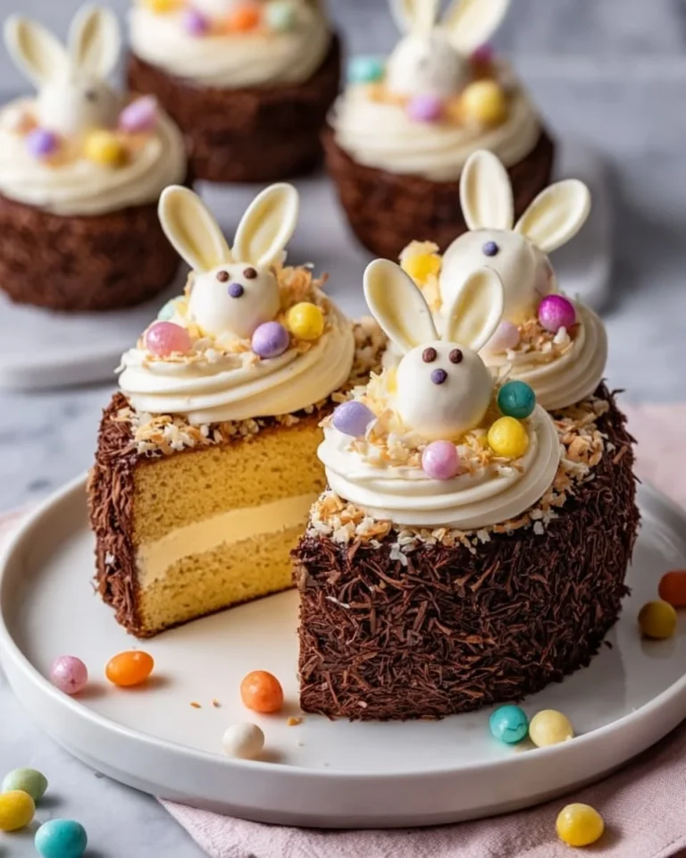 Delicious Easter Bunny cake decorated for a festive holiday celebration.