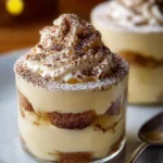 Delicious Eggnog Tiramisu Cups presented in elegant serving dishes