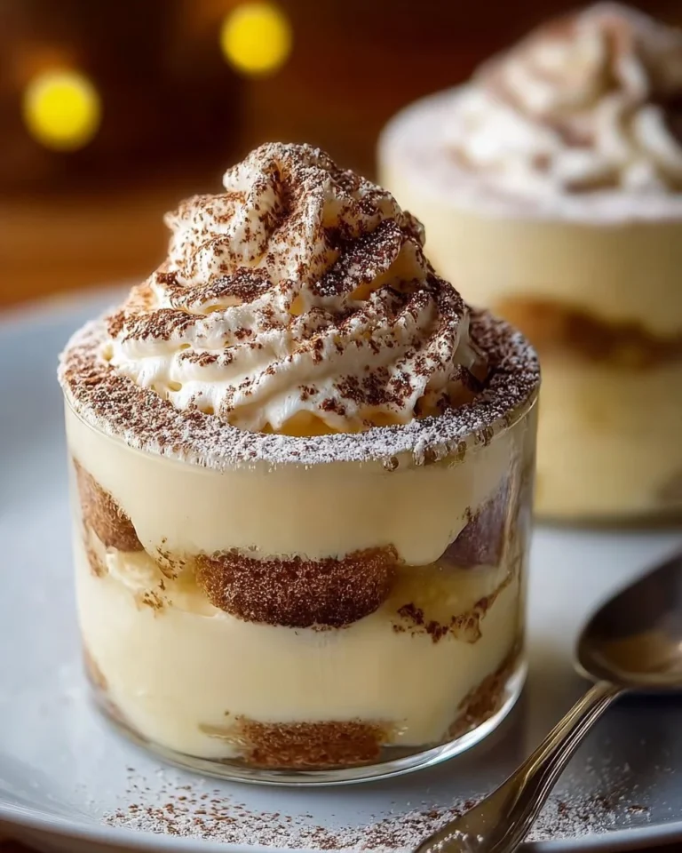 Delicious Eggnog Tiramisu Cups presented in elegant serving dishes