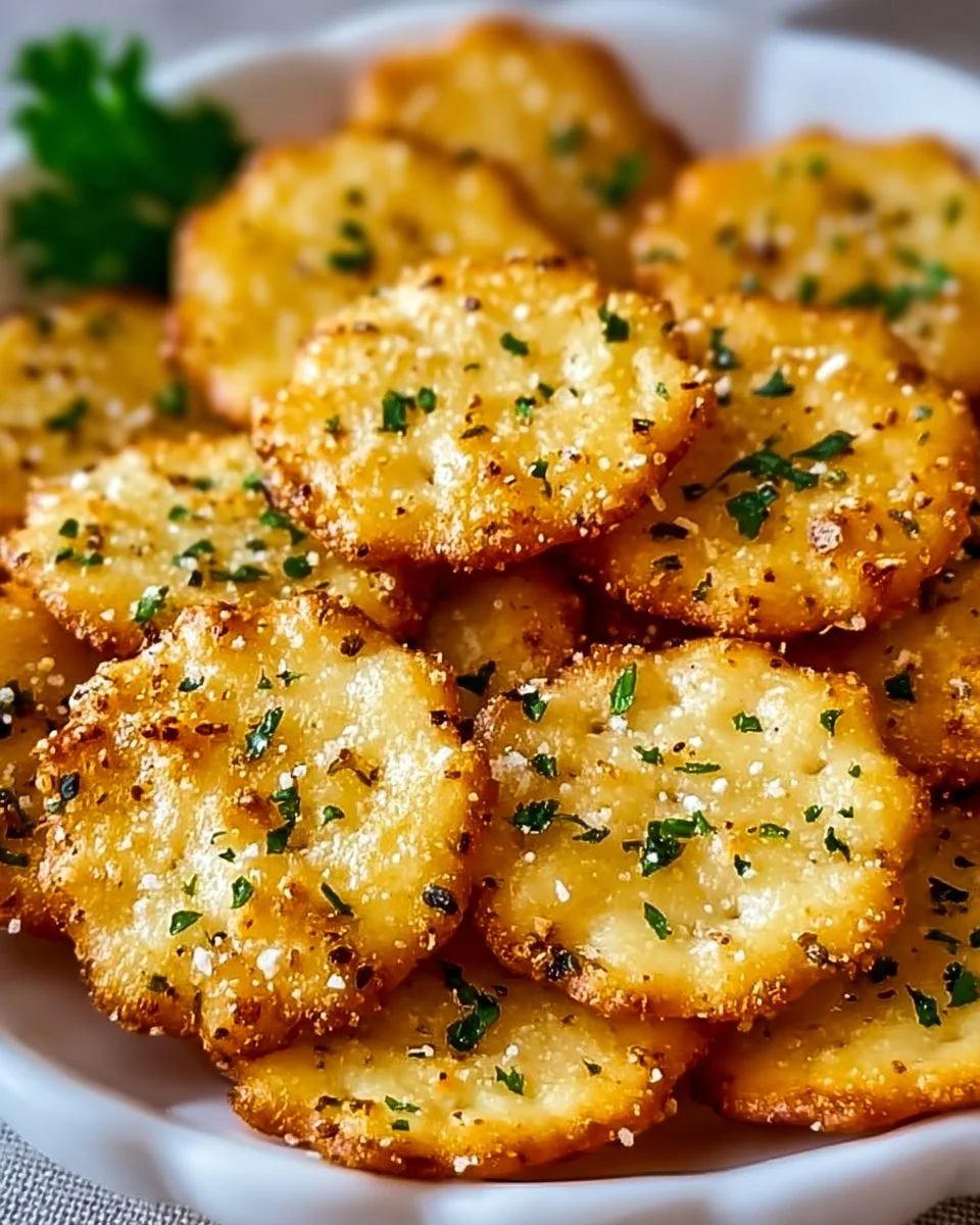 Delicious Garlic Ritz Snacks in a bowl ready to enjoy.