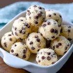 Gluten-free cottage cheese cookie dough bites on a wooden table