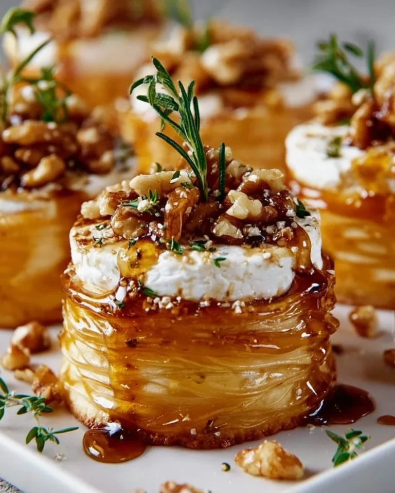 Delicious Goat Cheese and Honey Bites on a serving platter