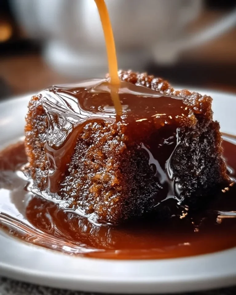 Delicious Gordon Ramsay's Sticky Toffee Pudding served with caramel sauce
