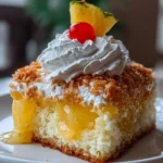 Hawaiian Pineapple Cake Delight with fresh pineapple slices garnishing