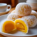 Delicious homemade mango mochi with a soft and chewy texture