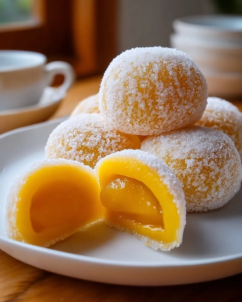 Delicious homemade mango mochi with a soft and chewy texture