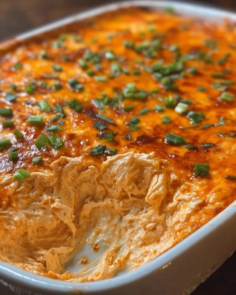 Delicious Buffalo Chicken Dip served in a bowl, garnished with green onions.