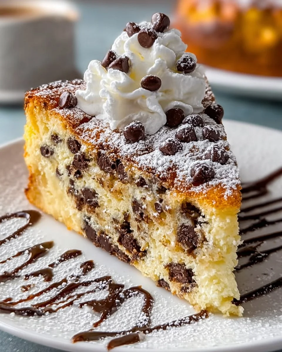 Delicious Italian chocolate chip ricotta cake served on a plate