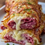Keto Crispy Reuben Roll-Ups on a plate, showcasing a delicious low-carb snack.