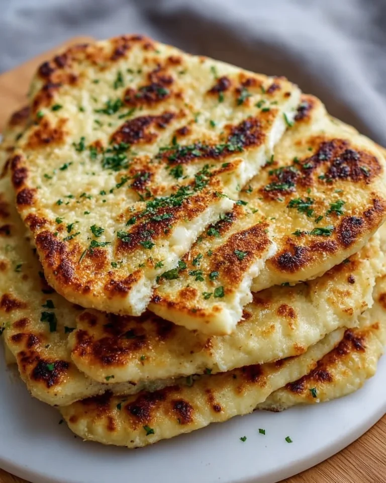Delicious homemade Keto Naan Bread on a rustic table