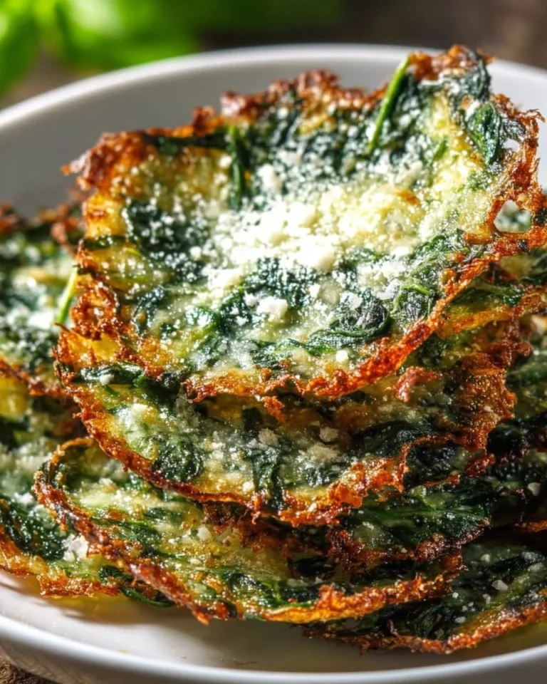Keto Spinach Parmesan Crisps served on a plate