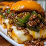 Delicious Loaded Peppers filled with savory beef and served with brioche melts.