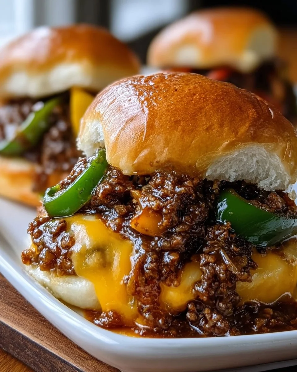 Loaded peppers filled with beef and served with brioche melts on a white plate