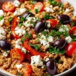 Mediterranean Keto Ground Chicken dish with fresh herbs and vegetables
