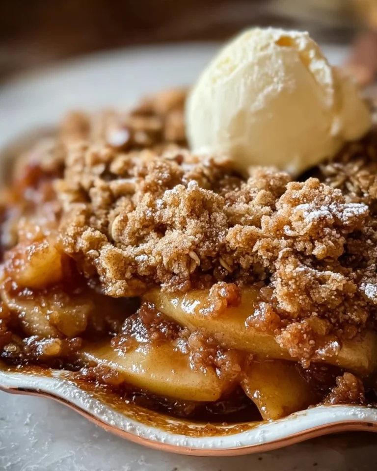 Delicious Pioneer Woman apple crisp dessert topped with a crunchy oat topping.