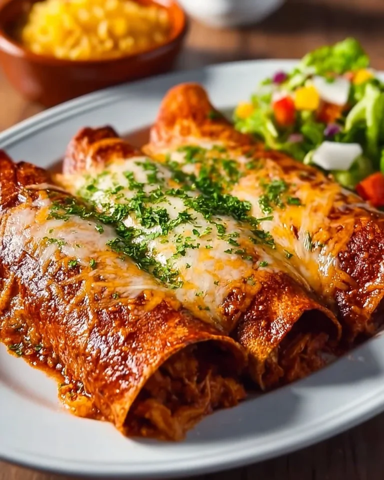 Delicious simple rotisserie chicken enchiladas topped with cheese and salsa